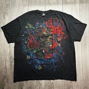 Vintage LA Ink Kat Von D Skull 2XL Tattoo Graphic T-Shirt Black Mens 2XL Y2K